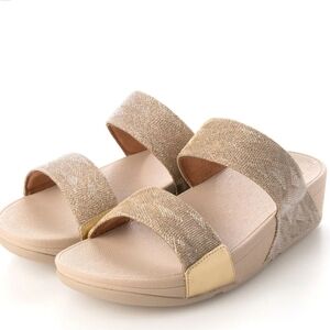 NEW FitFlop Lulu Glitz Slides Gold